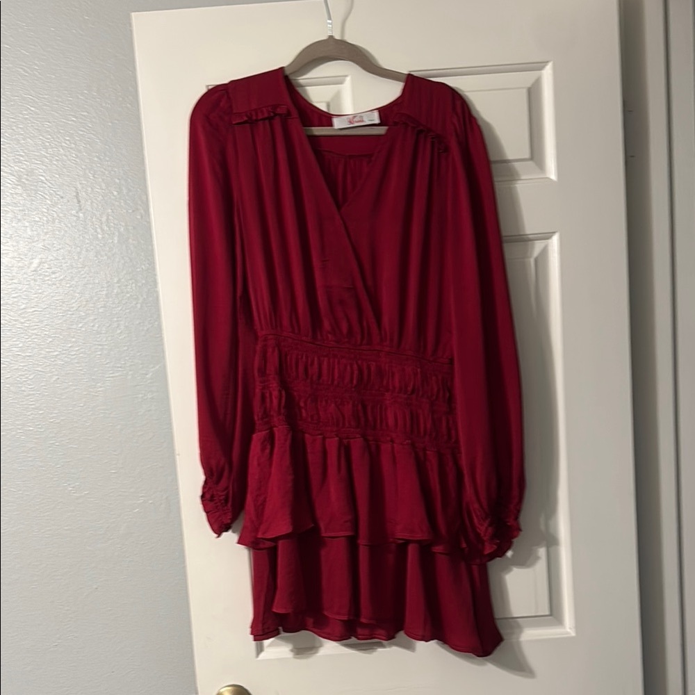 Elegant Red Long Sleeve Dress
